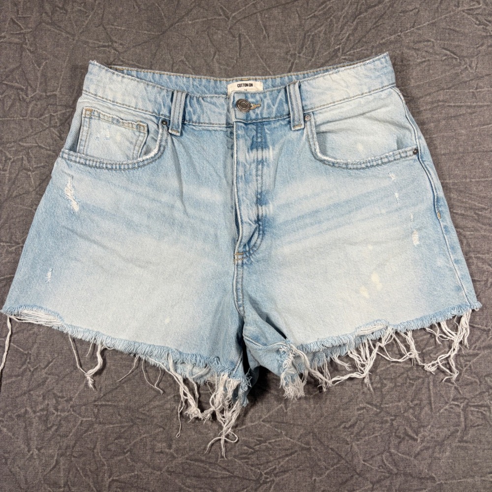 Cotton On Shorts Womens 28 Blue Og Cut Off Short Distressed High Rise Denim